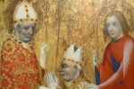 Détail : l’archevêque agenouillé entre saint Adalbert et saint Guy